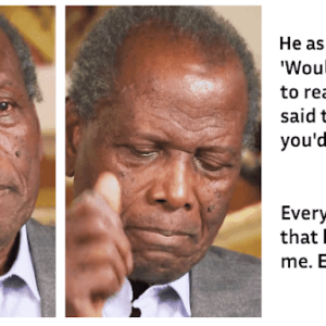 Emotional Sidney Poitier chokes up as he recalls kind Jewish waiter who taught him to read as a boy