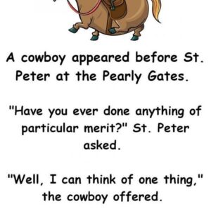 A cowboy appeared before St. Peter at the Pearly Gates