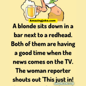 A blonde sits down in a bar