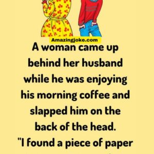 A woman came up behind her husband