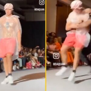 Fashion week impostor walks the catwalk in a trash bag – no one notices until they’re floored by security