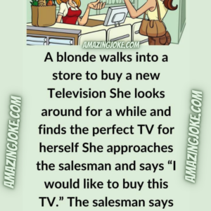 A Blonde Walks Into a Store To Buy a New Television