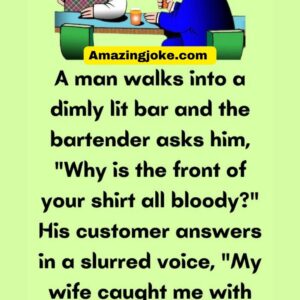 A man walks into a dimly lit bar