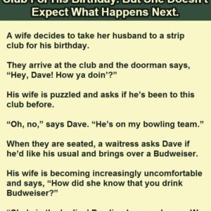 A wife decides to take her husband, Dave, to a strip club for his birthday.