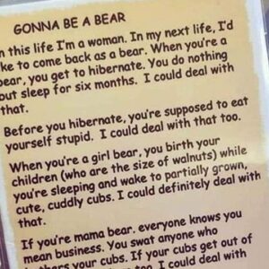 GONNA BE A BEAR…